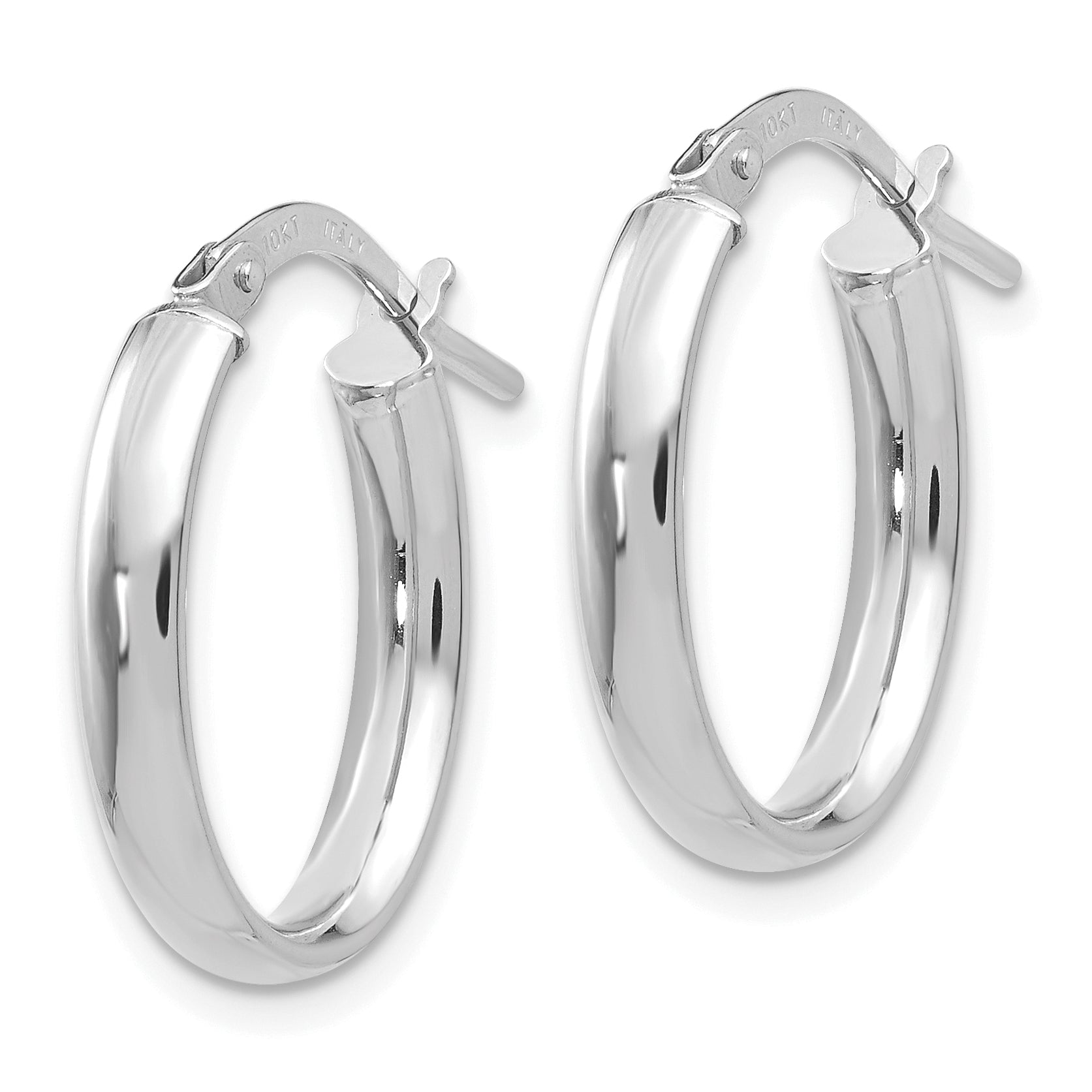 10K Polished White Gold Hoop Earrings
