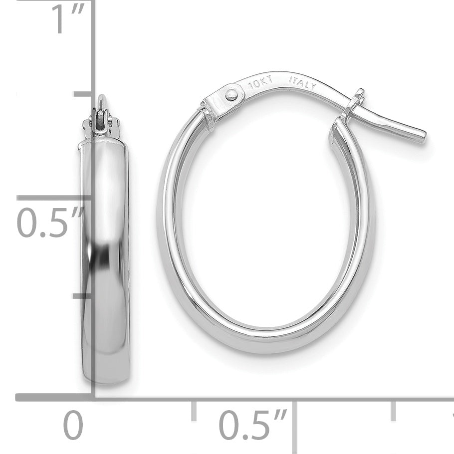 10K Polished White Gold Hoop Earrings