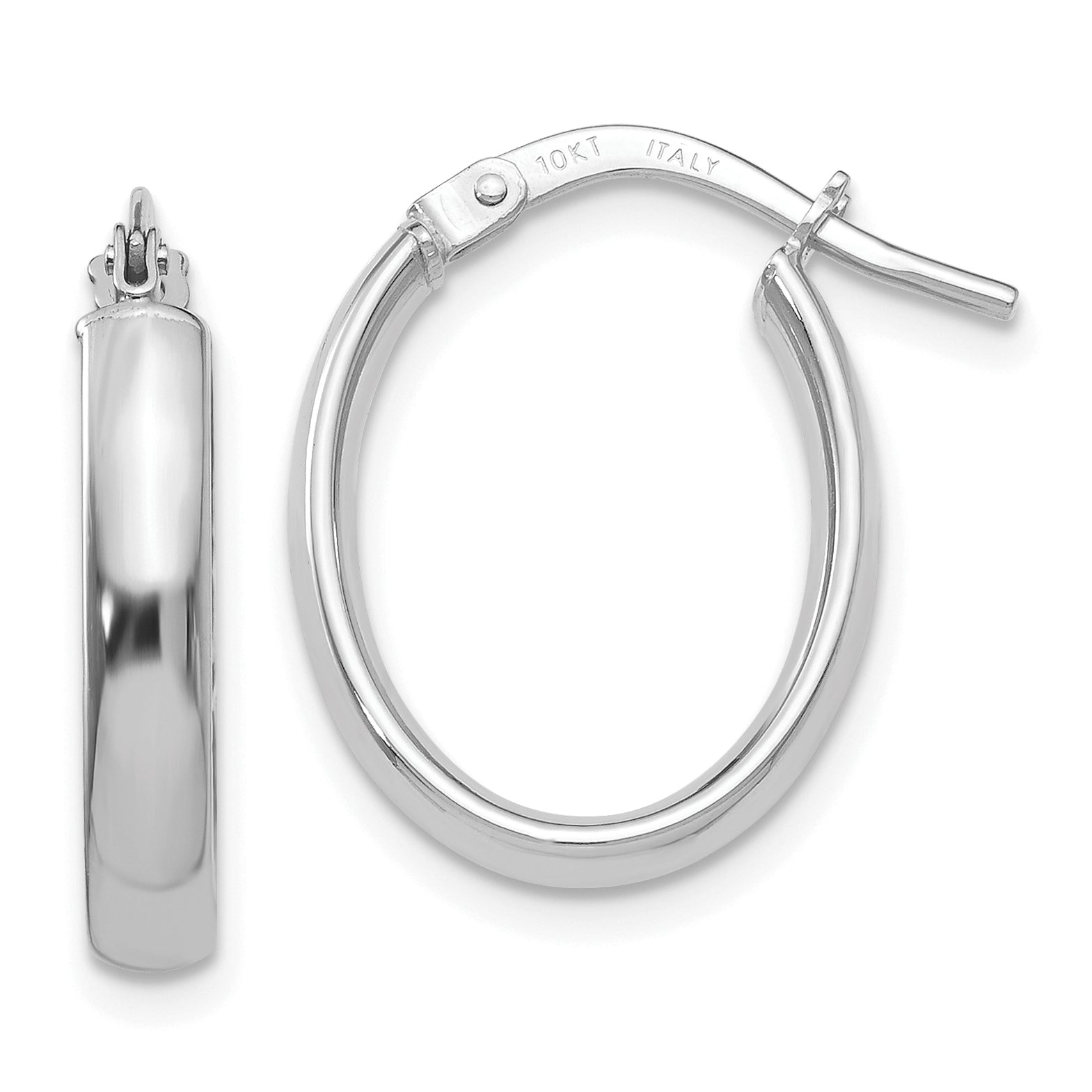 10K Polished White Gold Hoop Earrings