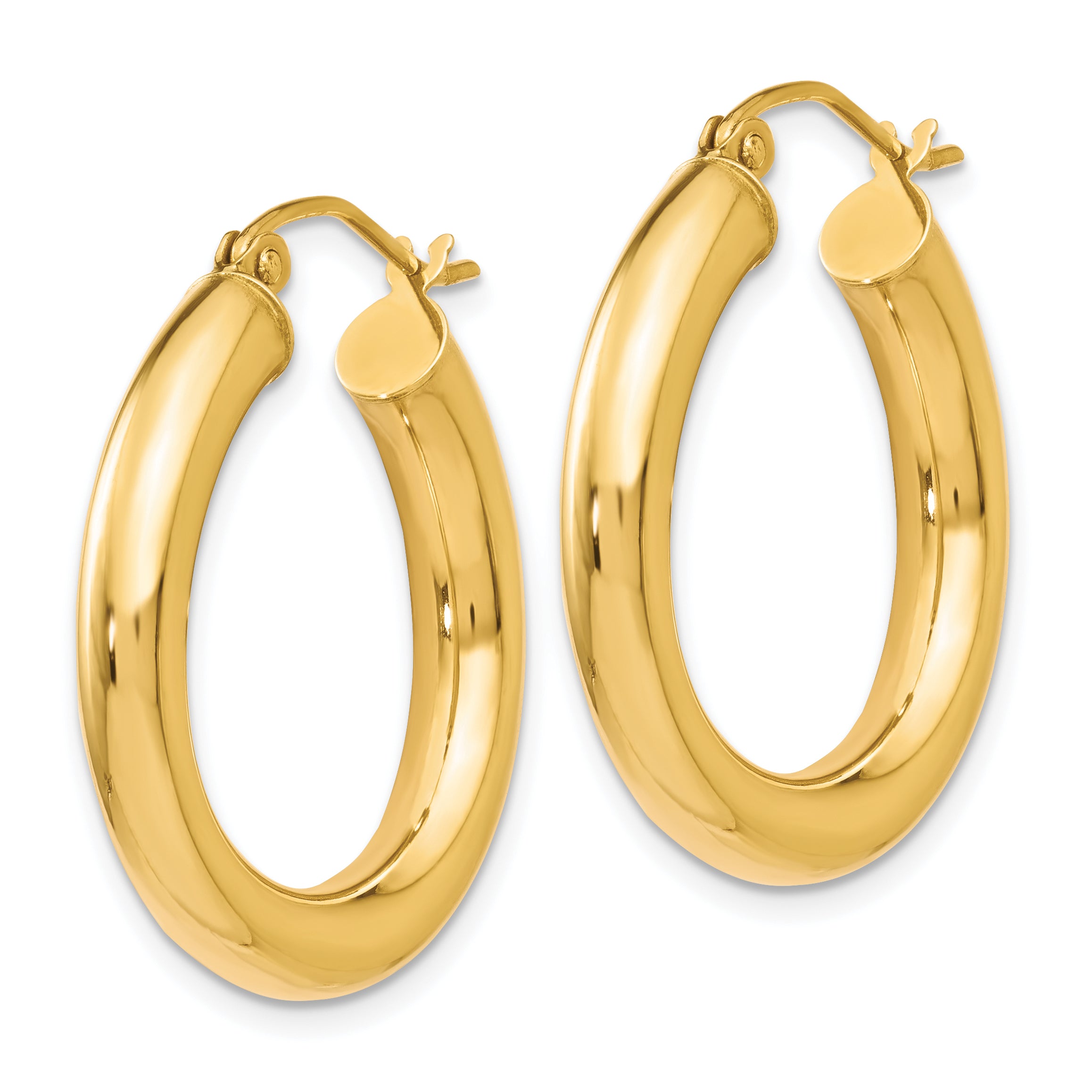10K Polished Lightweight Hoop Earrings Secondary image
