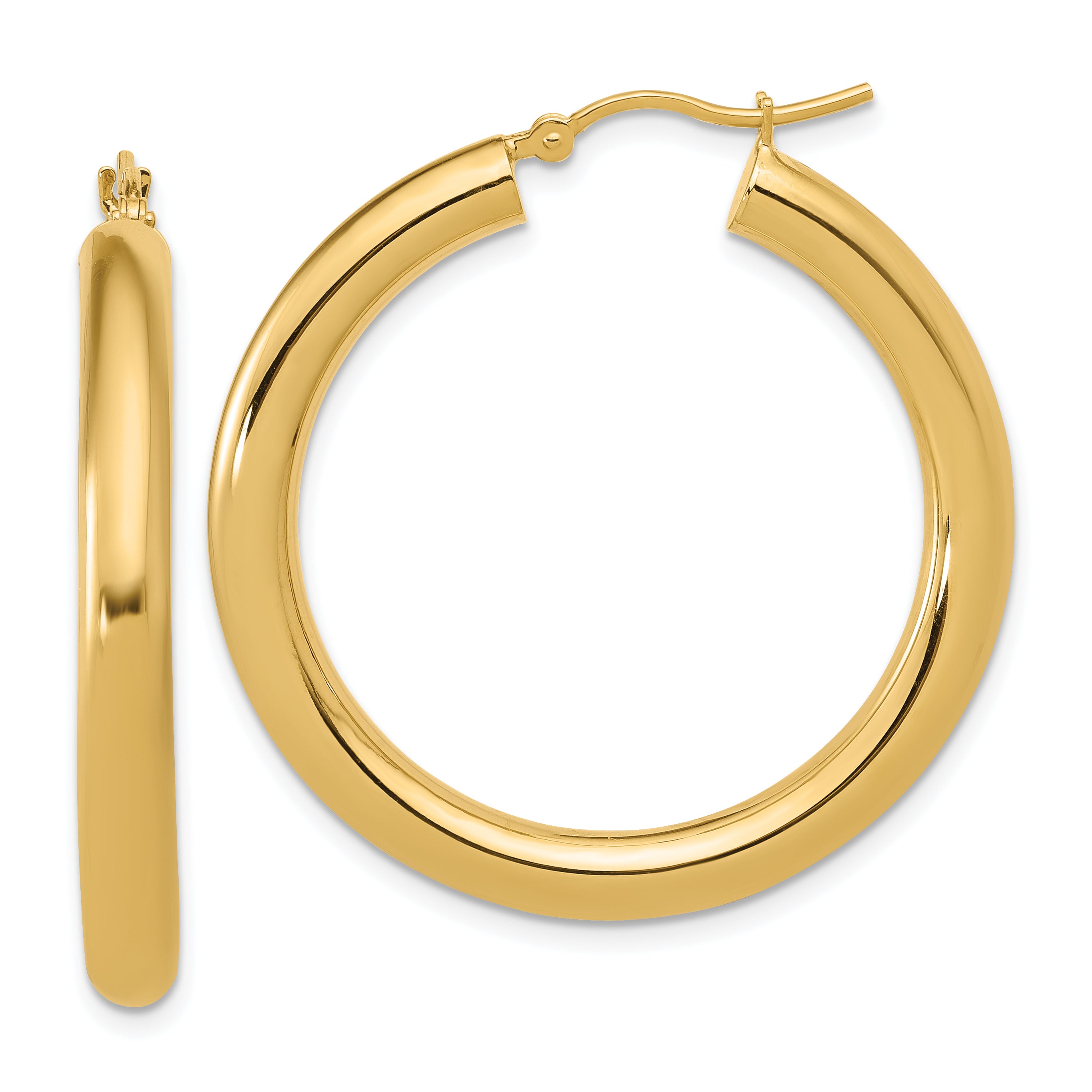 10K Polished Lightweight Hoop Earrings Main image