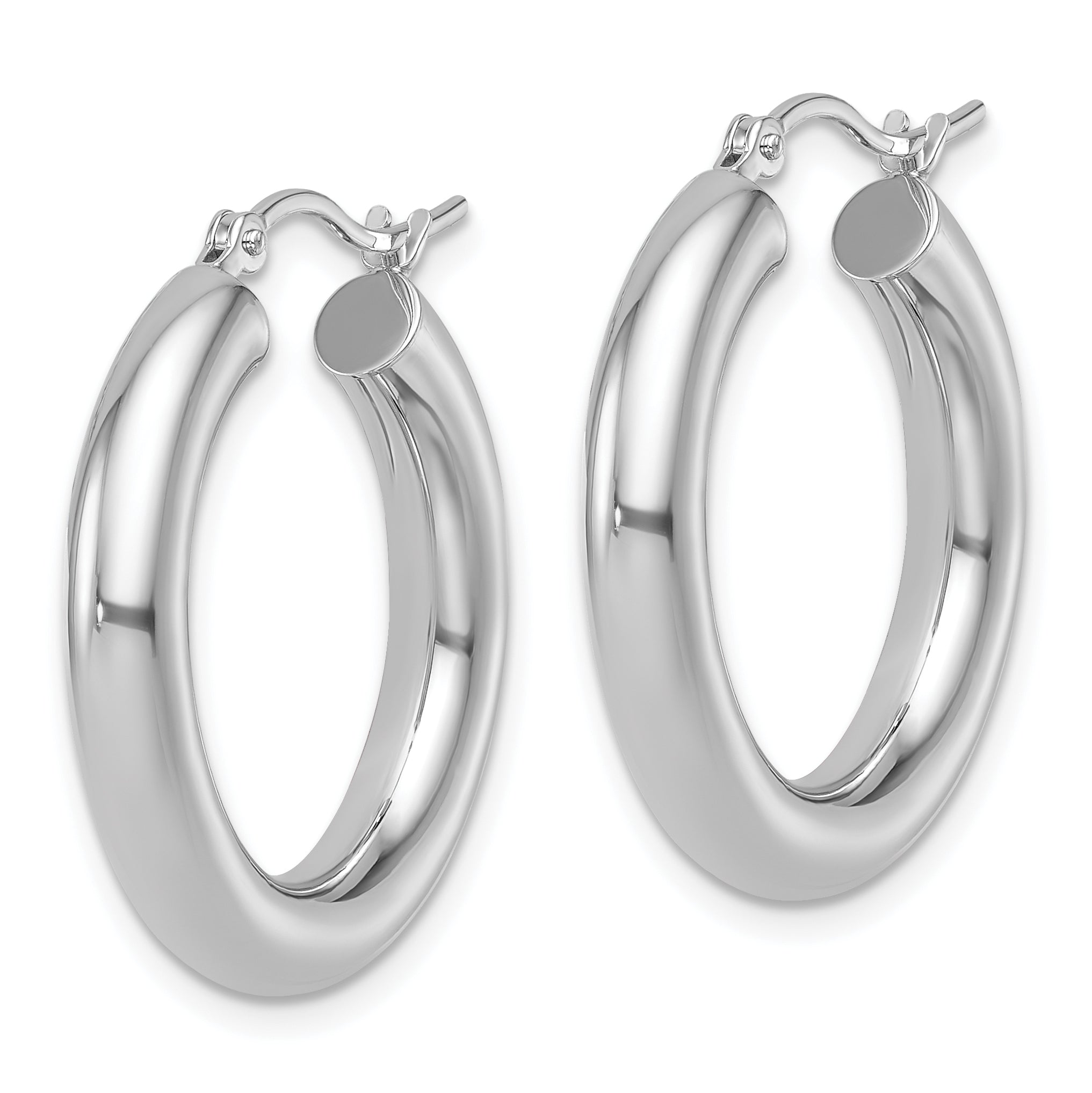 10K White Gold Polished Lightweight Hoop Earrings Secondary image