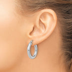 10K White Gold Polished Lightweight Hoop Earrings
