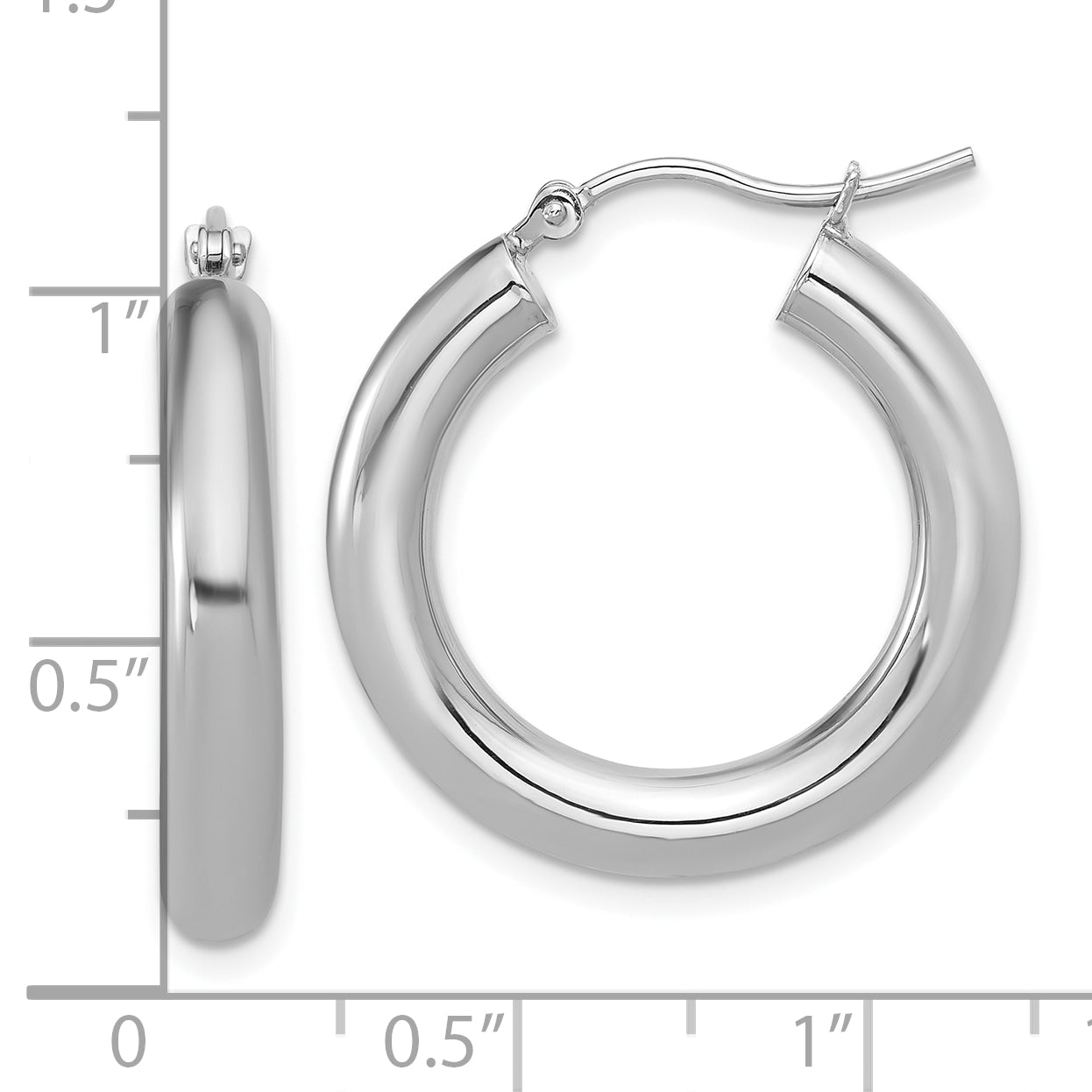 10K White Gold Polished Lightweight Hoop Earrings
