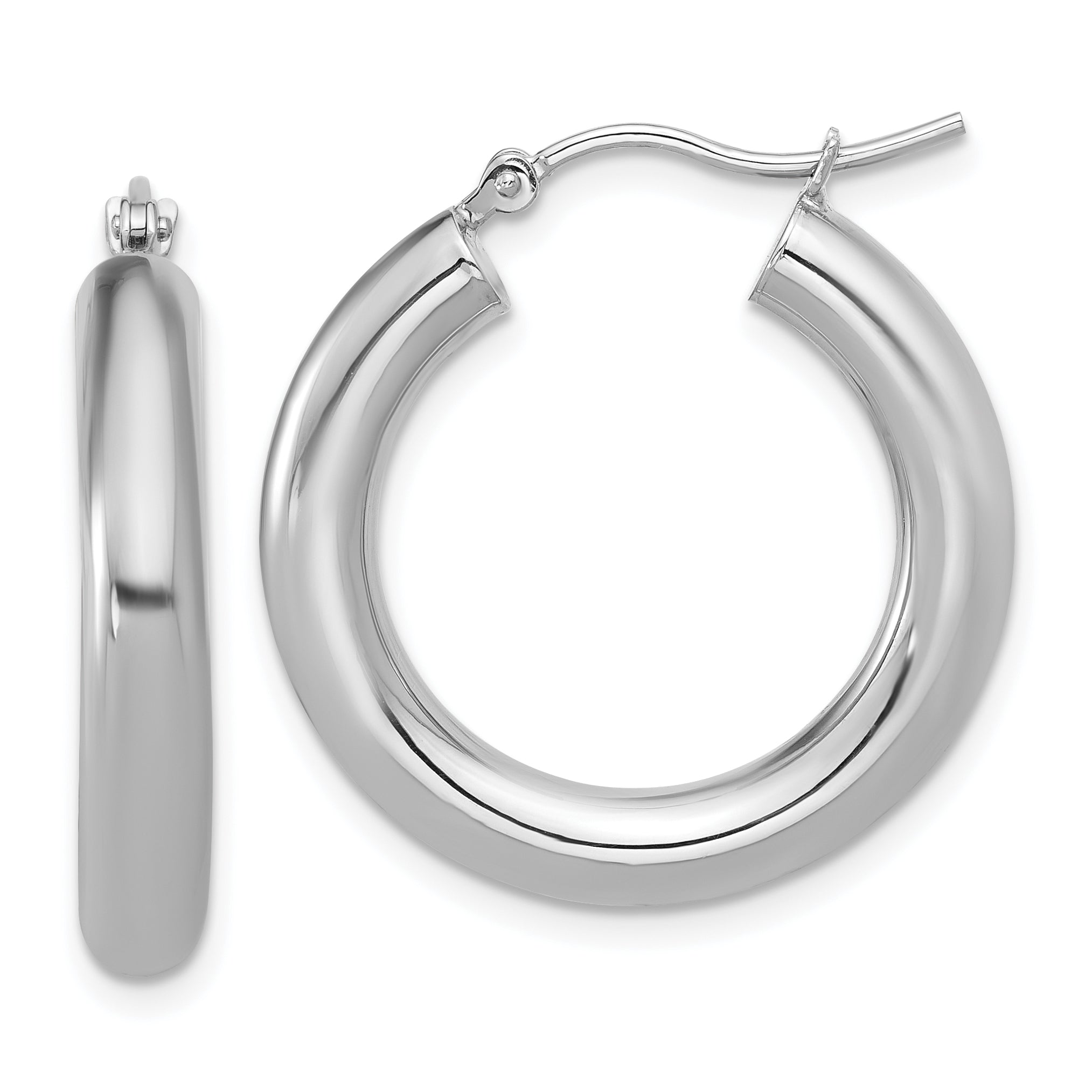 10K White Gold Polished Lightweight Hoop Earrings Main image