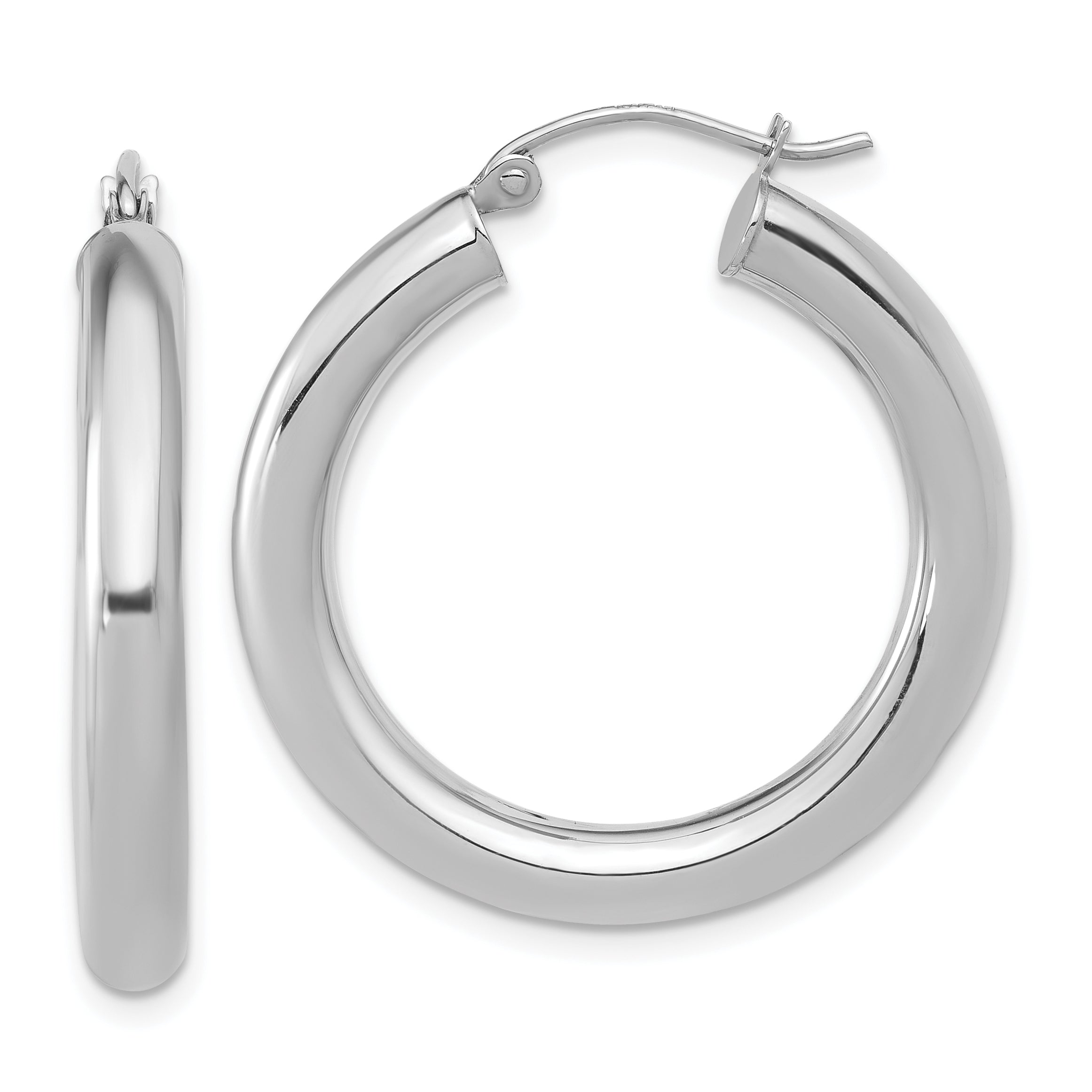 10K White Gold Polished Lightweight Hoop Earrings Main image