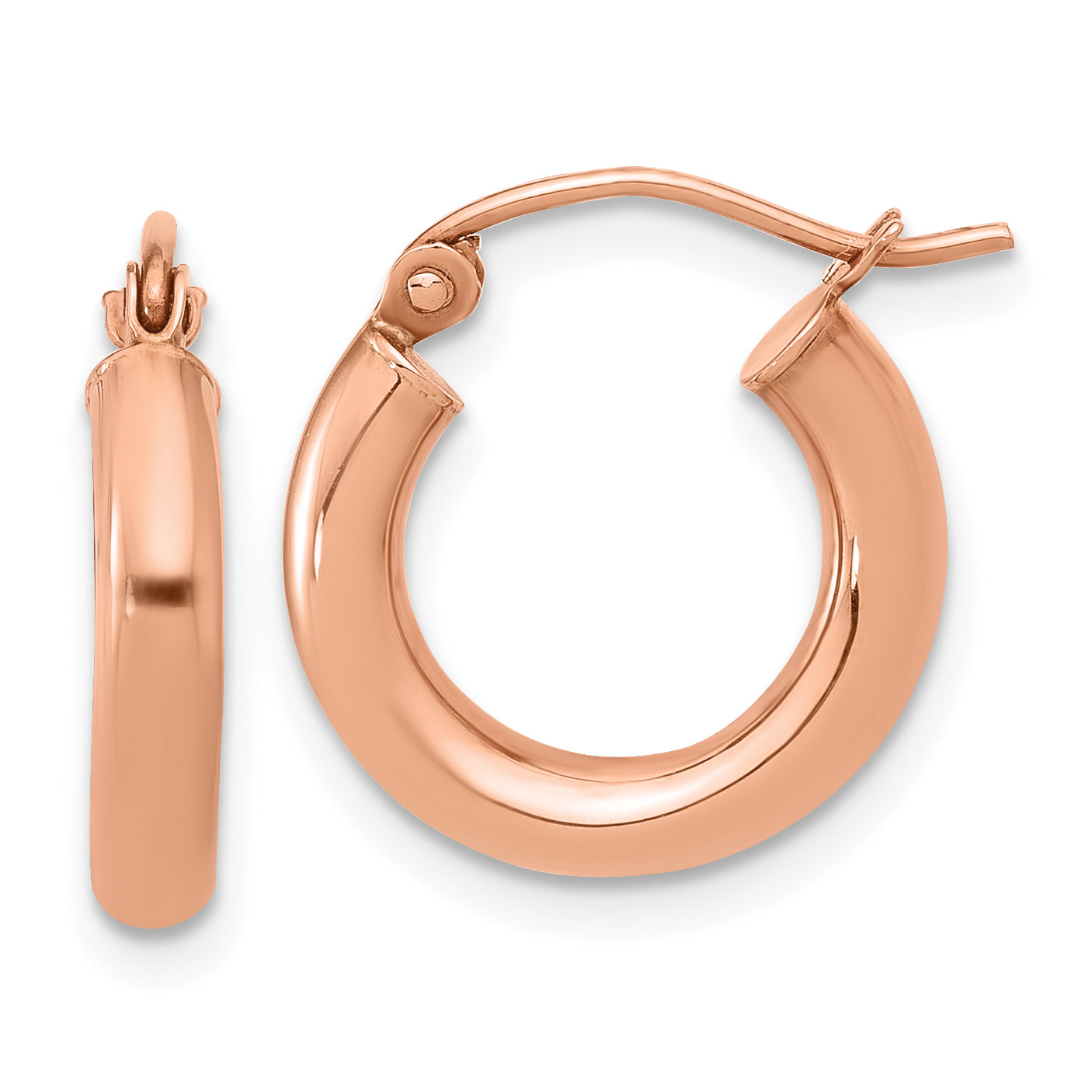 10K Rose Gold Polished Hoop Earrings Main image