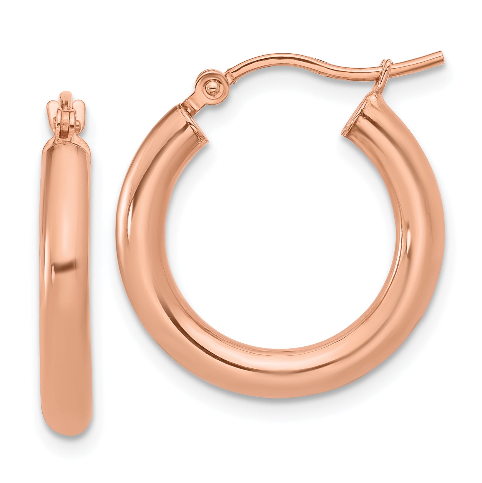 10K Rose Gold Polished Hoop Earrings Main image