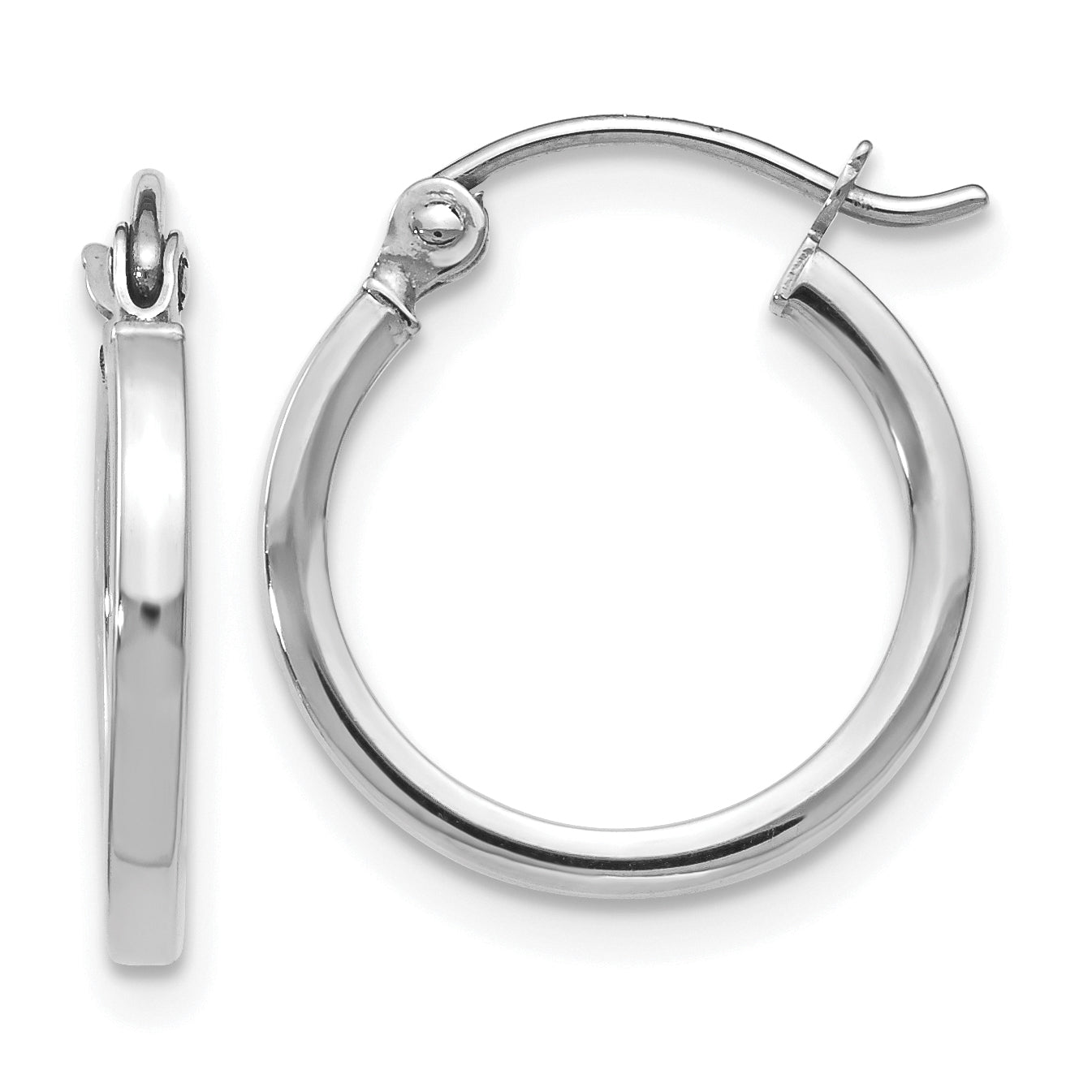 10K White Gold Polished Hoop Earrings Main image
