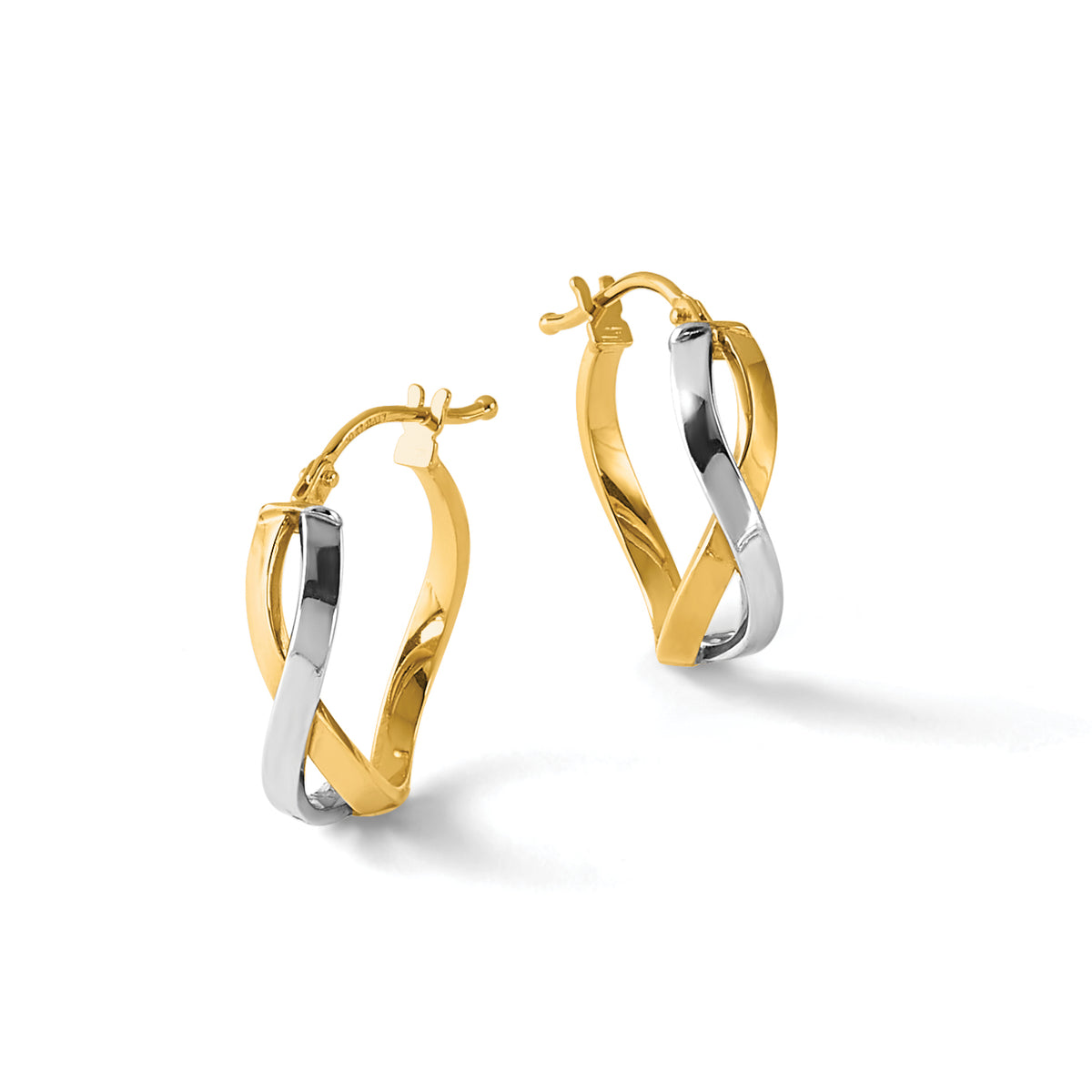 Twisted Hoop Earrings in 10K Yellow Gold, 15x18mm - Sophia Jewelers