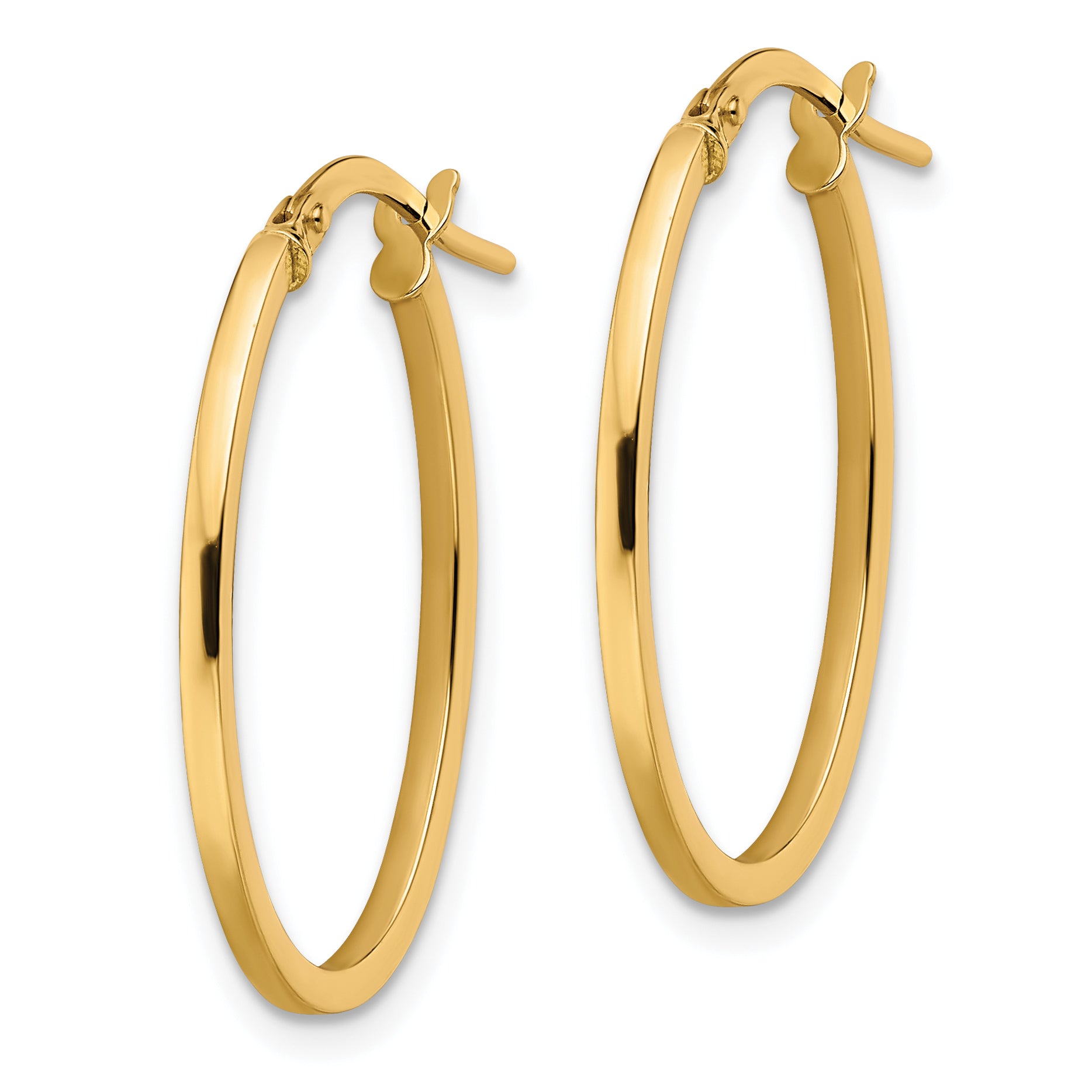 10K Polished Oval Hoop Earrings Secondary image