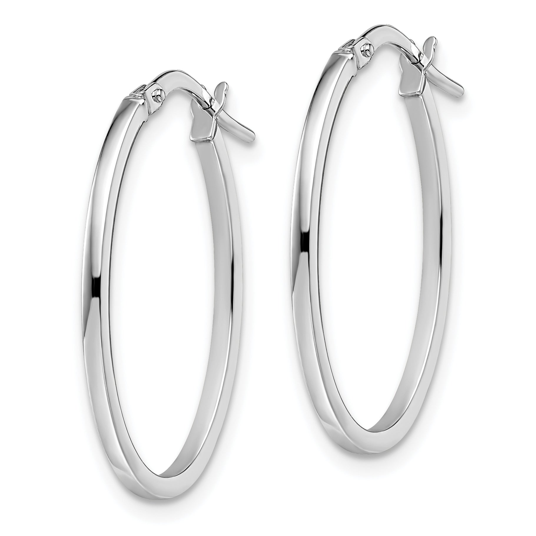10K White Gold Polished Oval Hoop Earrings Secondary image