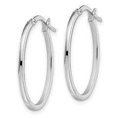 10K White Gold Polished Oval Hoop Earrings