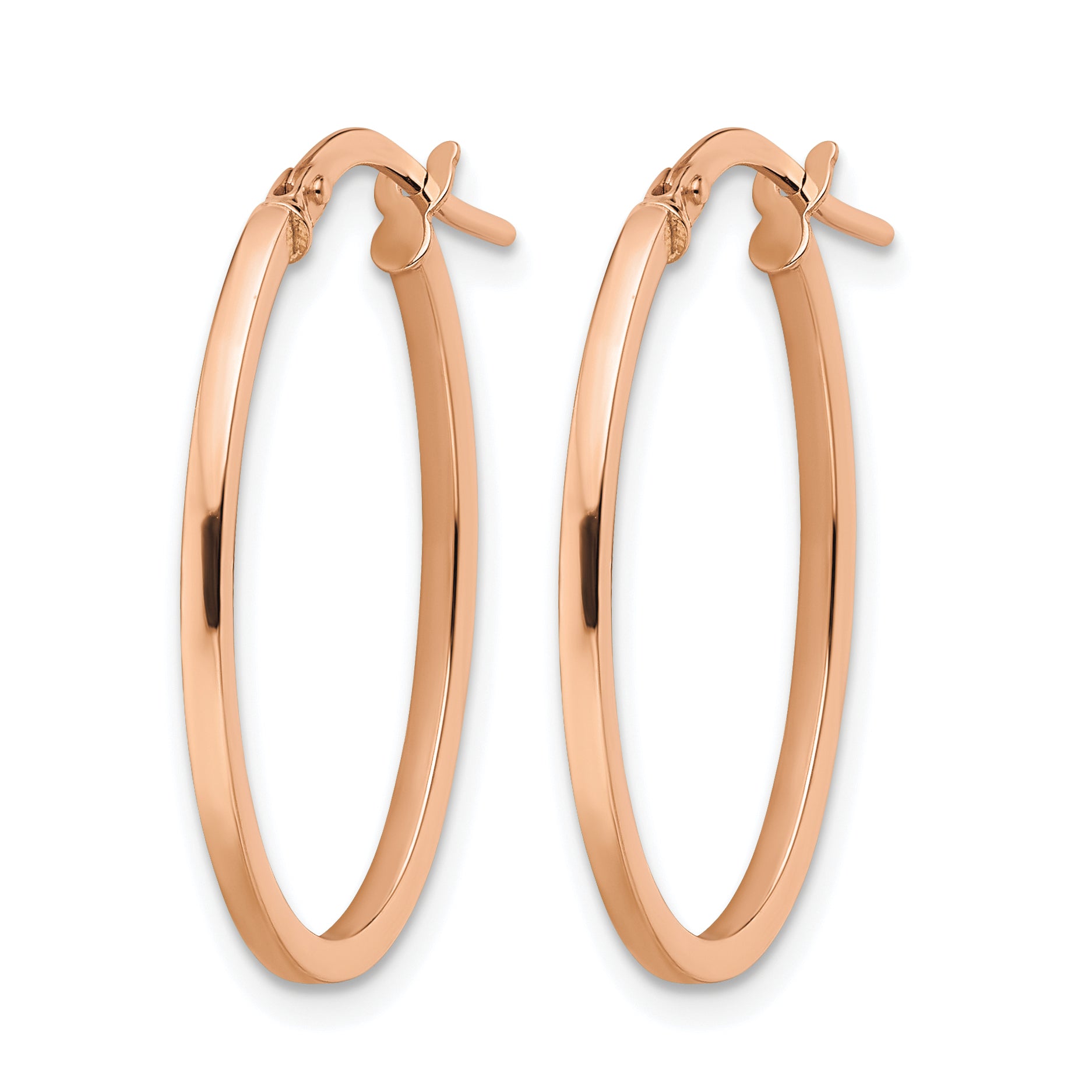 10K Rose Gold Polished Oval Hoop Earrings Secondary image
