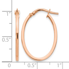 10K Rose Gold Polished Oval Hoop Earrings