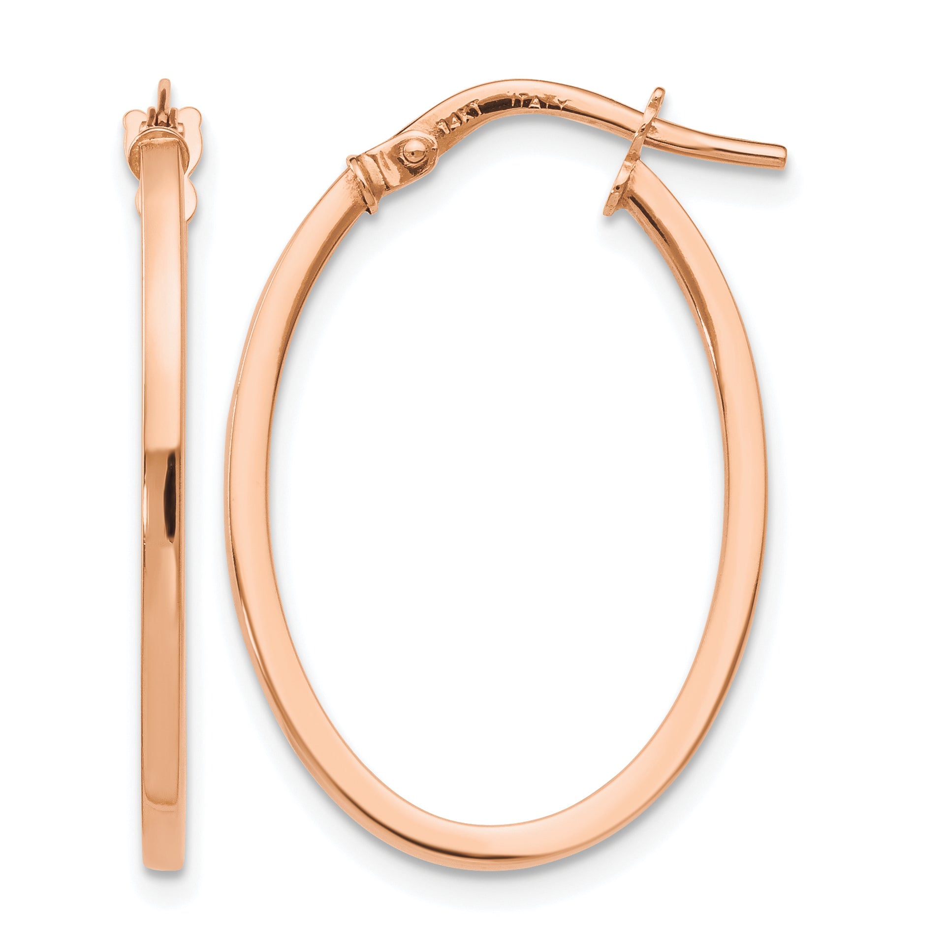 10K Rose Gold Polished Oval Hoop Earrings Main image