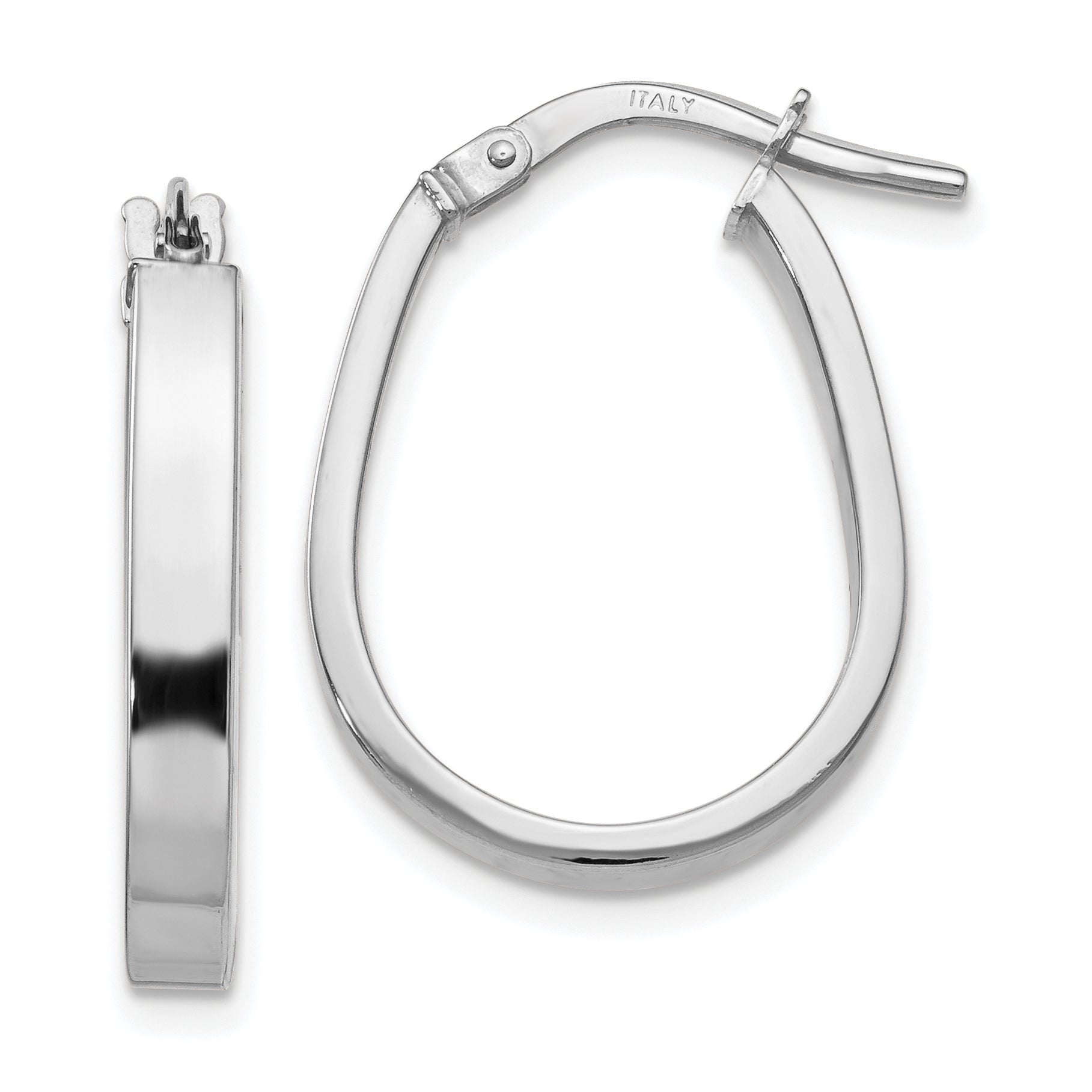 10K White Gold Polished U-Shape Hoop Earrings Main image