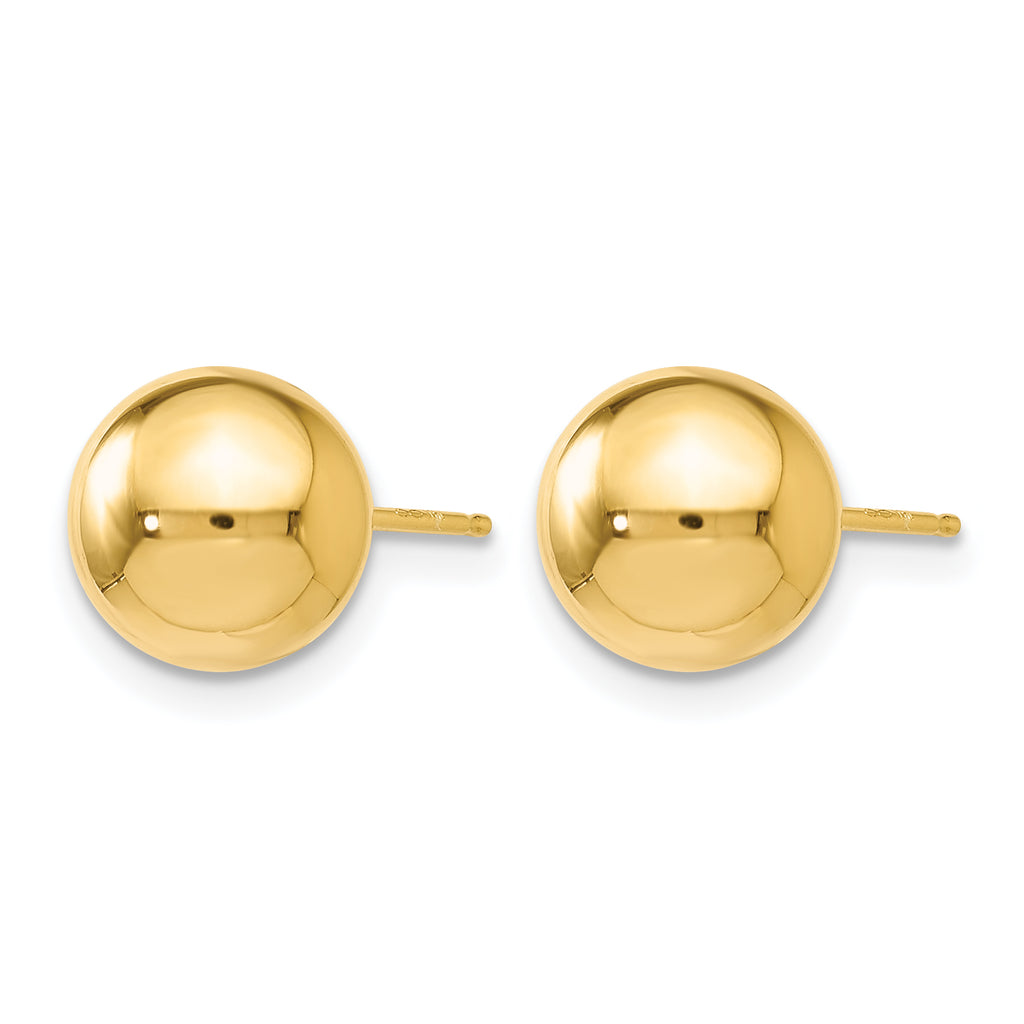 Polished Ball Stud Earrings in 10K Yellow Gold - alternate view