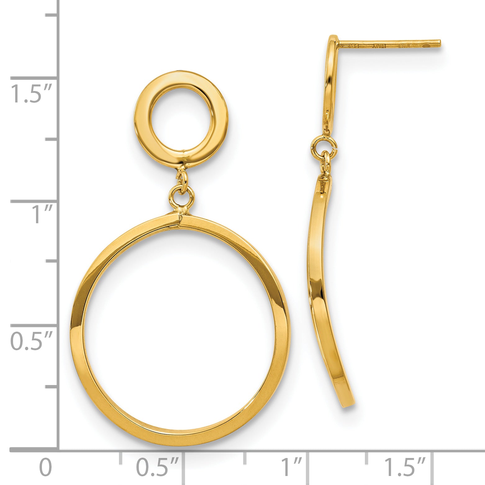 10K Polished Round Post Dangle Earrings