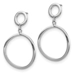10K with White Rhodium Plating Polished Round Post Dangle Earrings