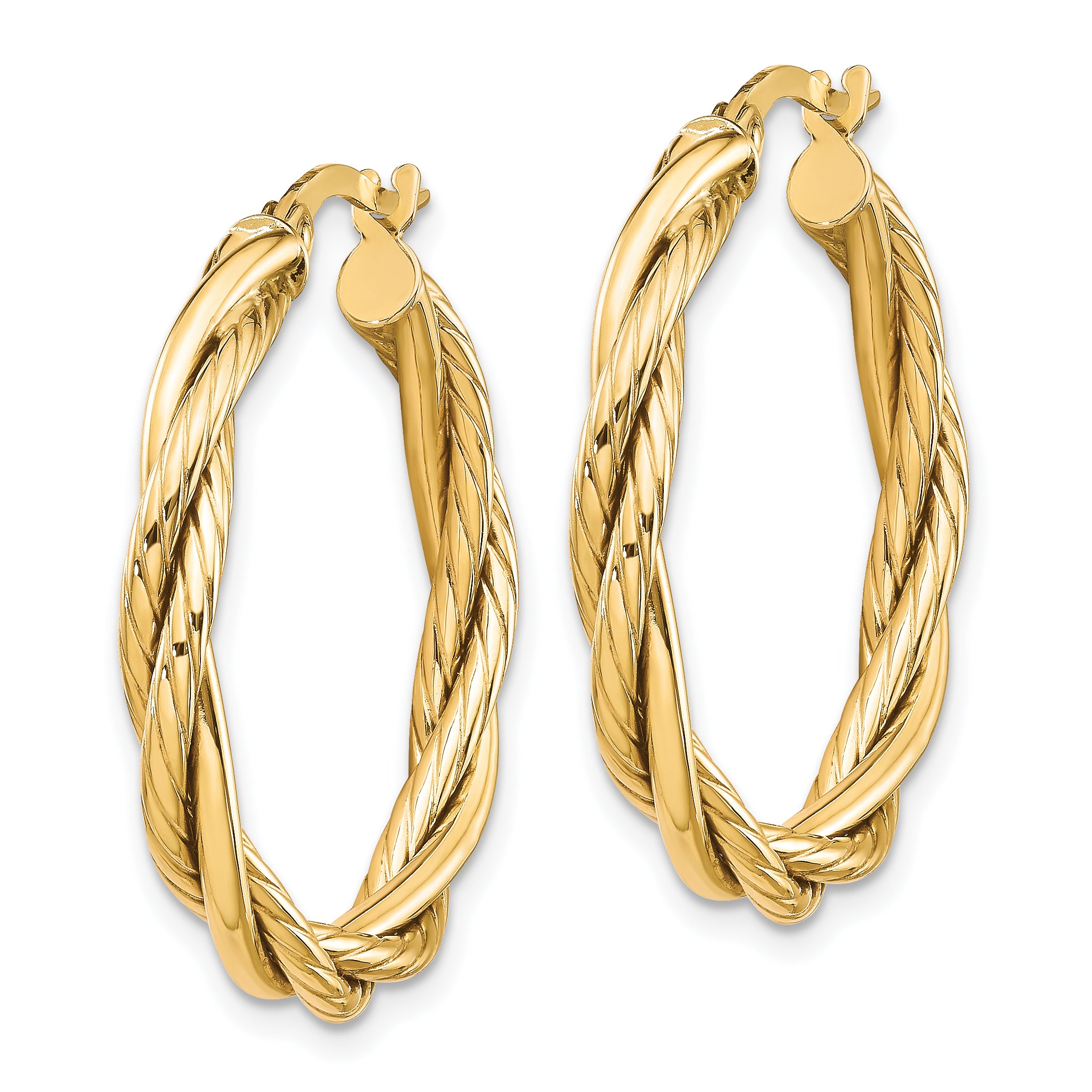 10K Polished Twisted Hoop Earrings