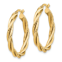 10K Polished Twisted Hoop Earrings