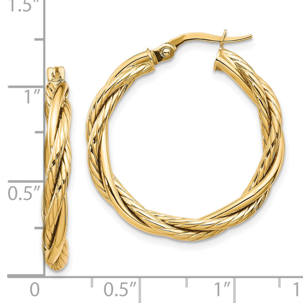 10K Polished Twisted Hoop Earrings