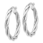 10K White Gold Polished Twisted Hoop Earrings