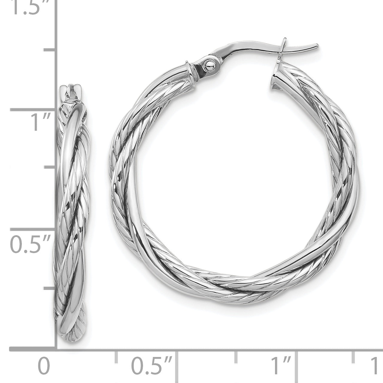 10K White Gold Polished Twisted Hoop Earrings