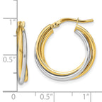 10K with Rhodium Polished Hoop Earrings