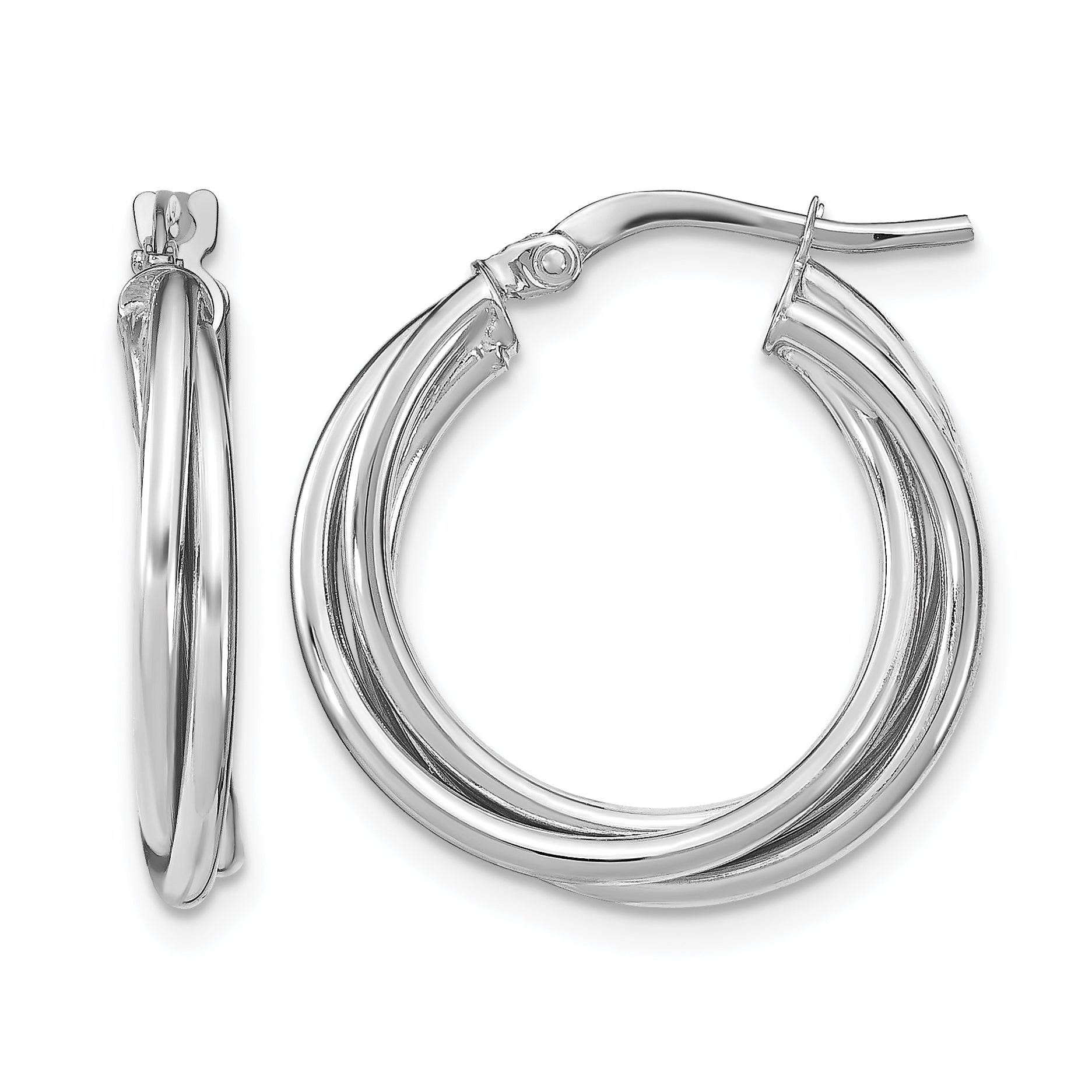 10K White Gold Polished Hoop Earrings Main image