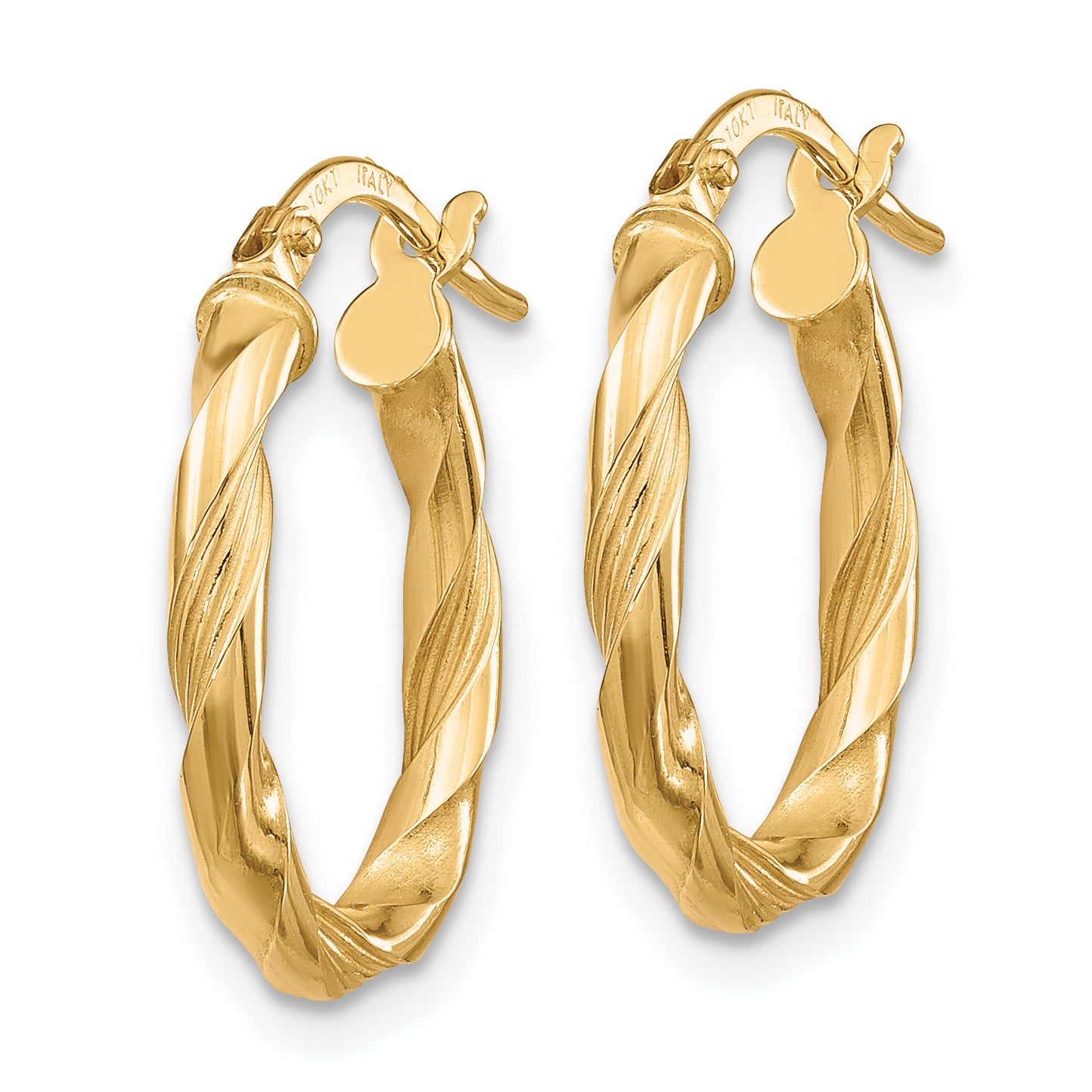 10K Polished and Textured Hoop Earrings Secondary image