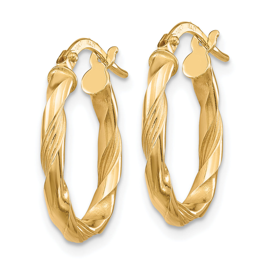 10K Polished and Textured Hoop Earrings