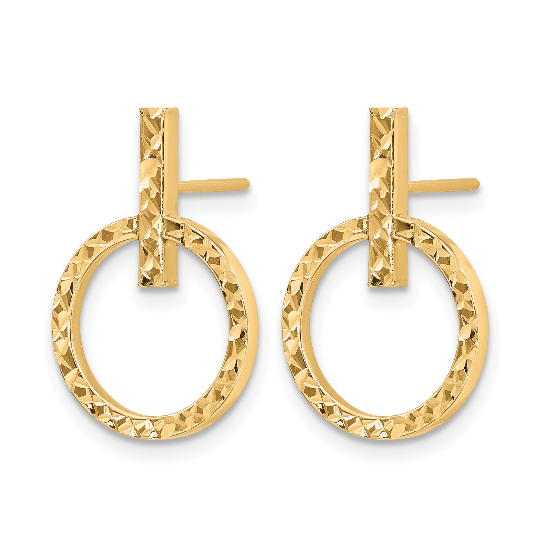 10K Polished D/C Post Dangle Earrings