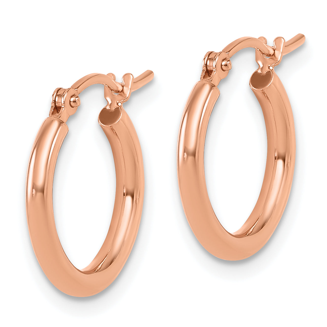10K Rose Gold Polished Hinged Hoop Earrings Secondary image