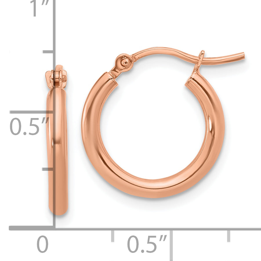 10K Rose Gold Polished Hinged Hoop Earrings