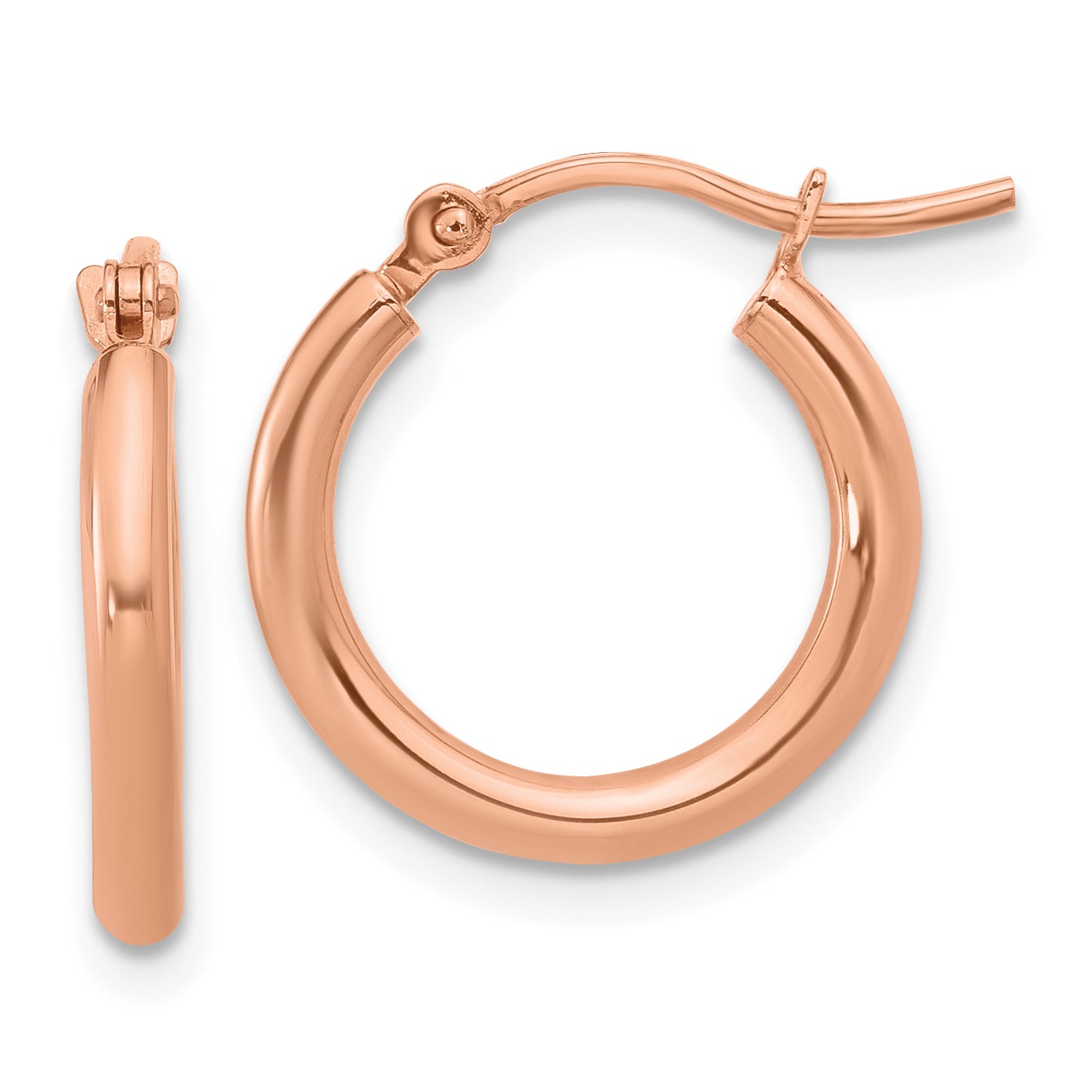 10K Rose Gold Polished Hinged Hoop Earrings Main image