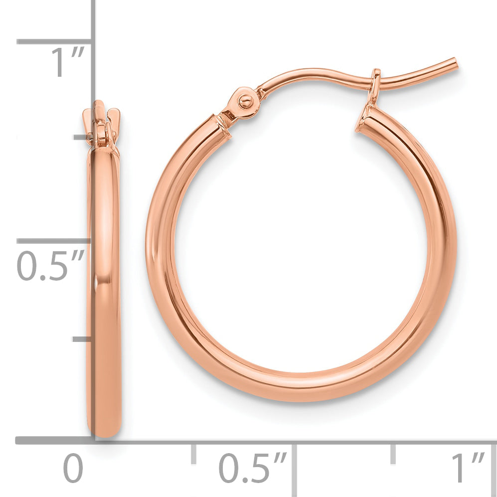 10K Rose Gold Polished Hinged Hoop Earrings
