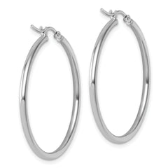 10K White Gold Polished Hinged Hoop Earrings