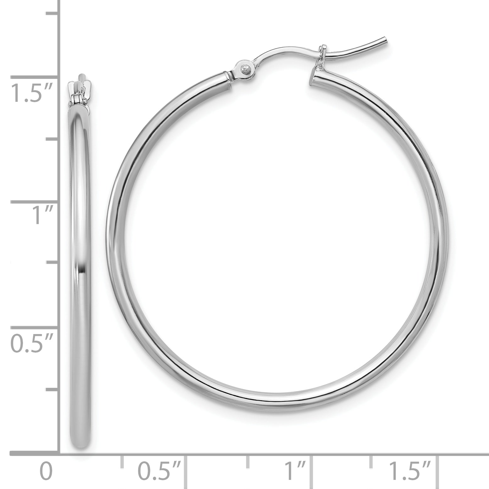 10K White Gold Polished Hinged Hoop Earrings