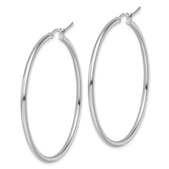 10K White Gold Polished Hinged Hoop Earrings