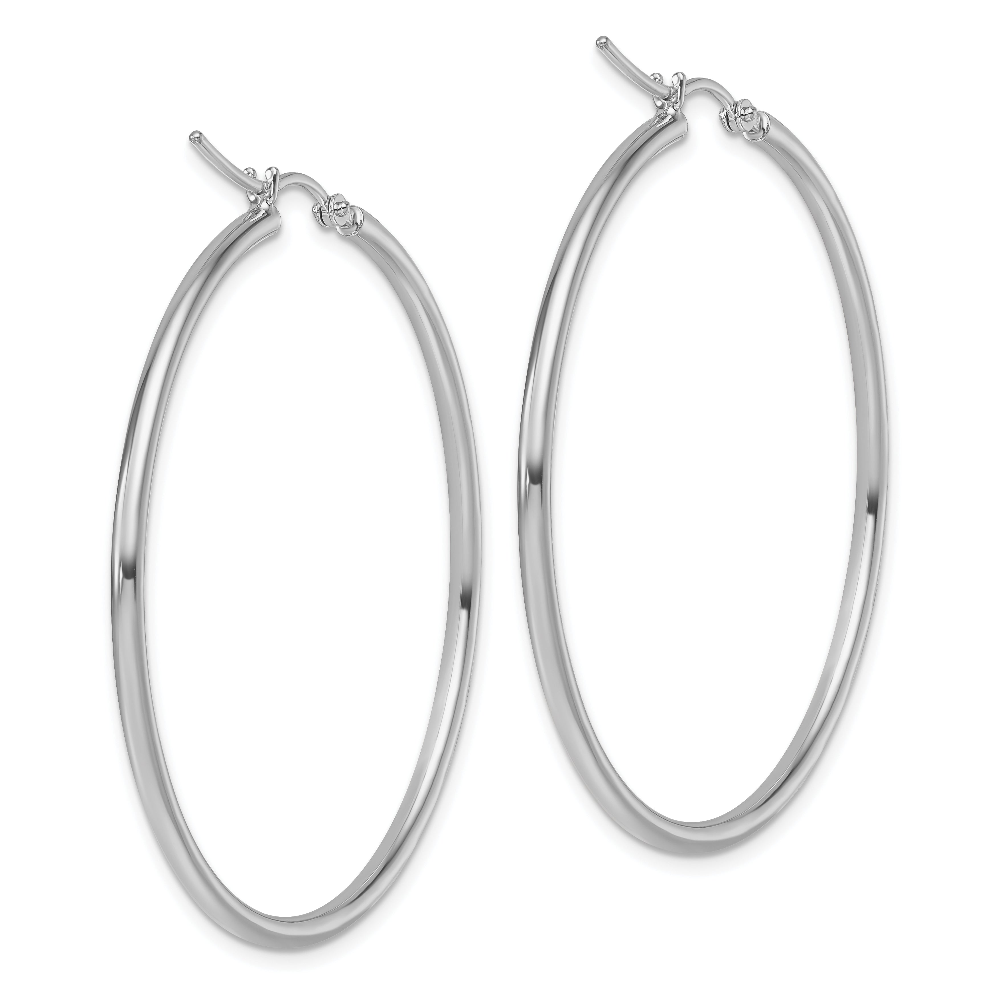 10K White Gold Polished Hinged Hoop Earrings