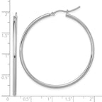 10K White Gold Polished Hinged Hoop Earrings
