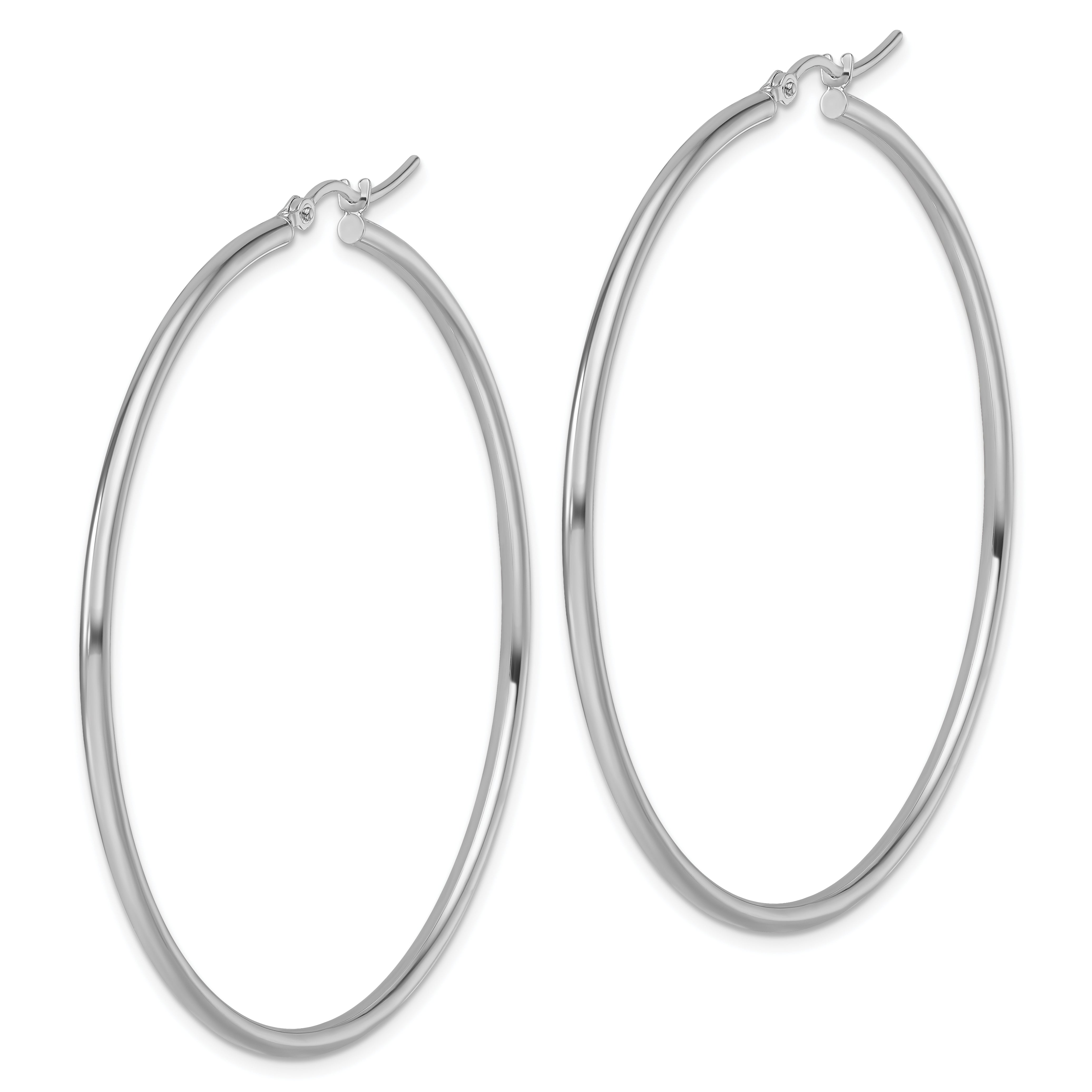 10K White Gold Polished Hinged Hoop Earrings