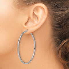 10K White Gold Polished Hinged Hoop Earrings