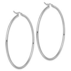 10K White Gold Polished Hinged Hoop Earrings