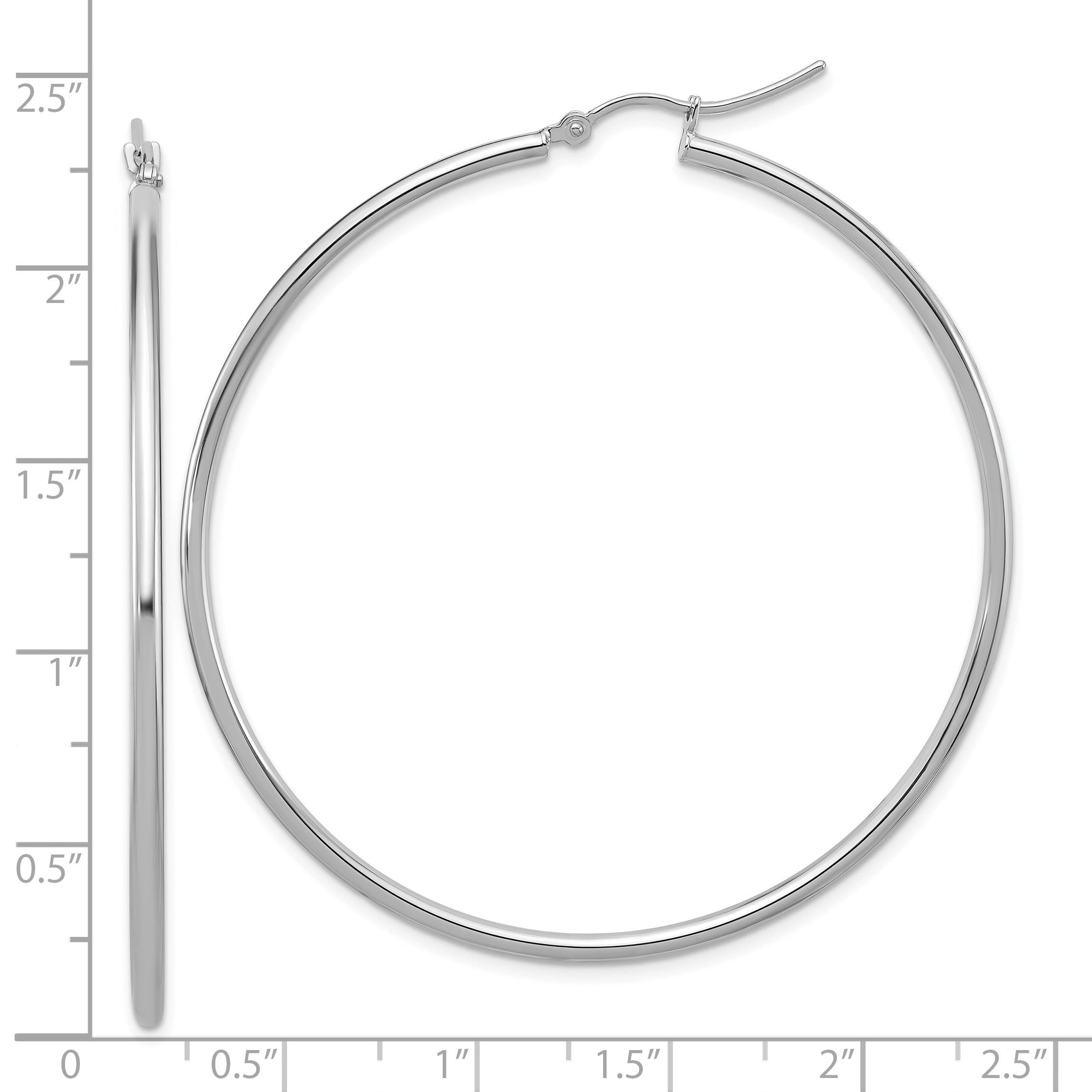 10K White Gold Polished Hinged Hoop Earrings