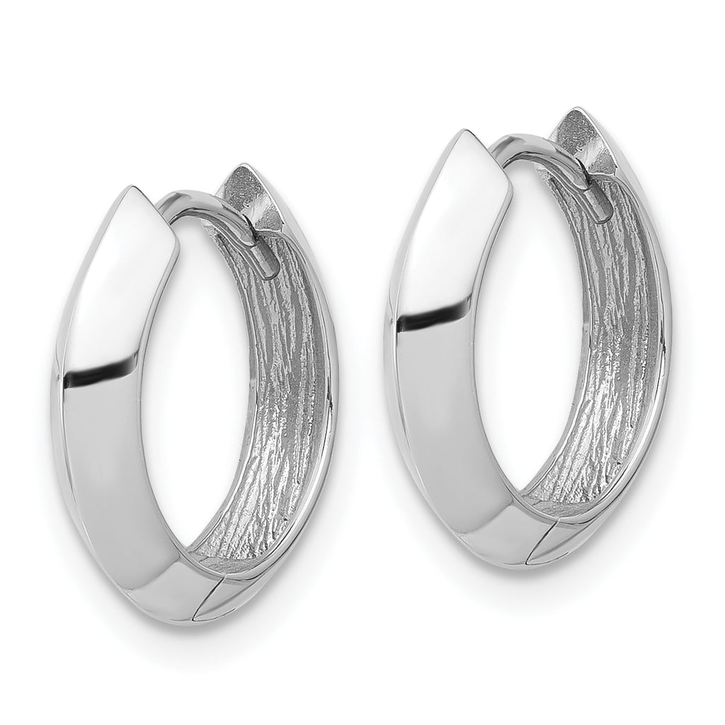10K White Gold Polished Hinged Huggie Earrings
