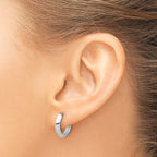 10K White Gold Polished Hinged Huggie Earrings