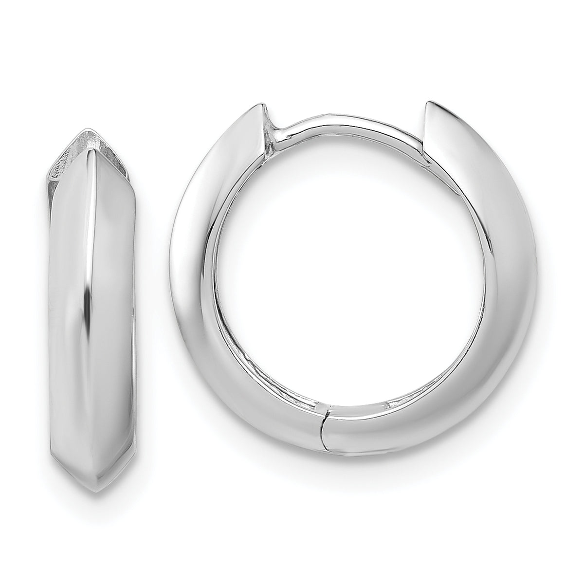 10K White Gold Polished Hinged Huggie Earrings